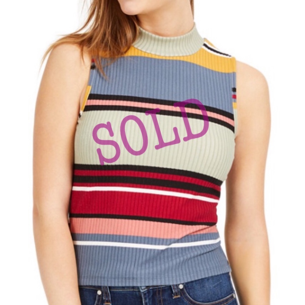 Planet Gold Juniors’ Striped Mock Neck Top